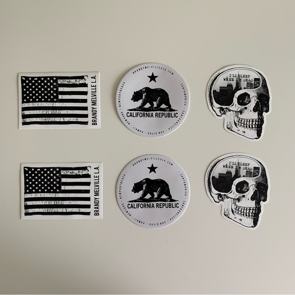Brandy Melville Stickers | 3 Designs - CA, NY, USA